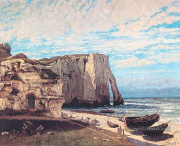 Gustave Courbet œuvres - La falaise d’Etretat après la tempête peintre réaliste Gustave Courbet